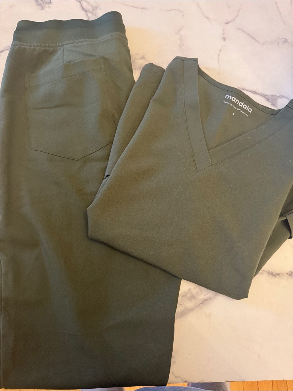 Mandala Women's Olive Green V-Neck scrub Set